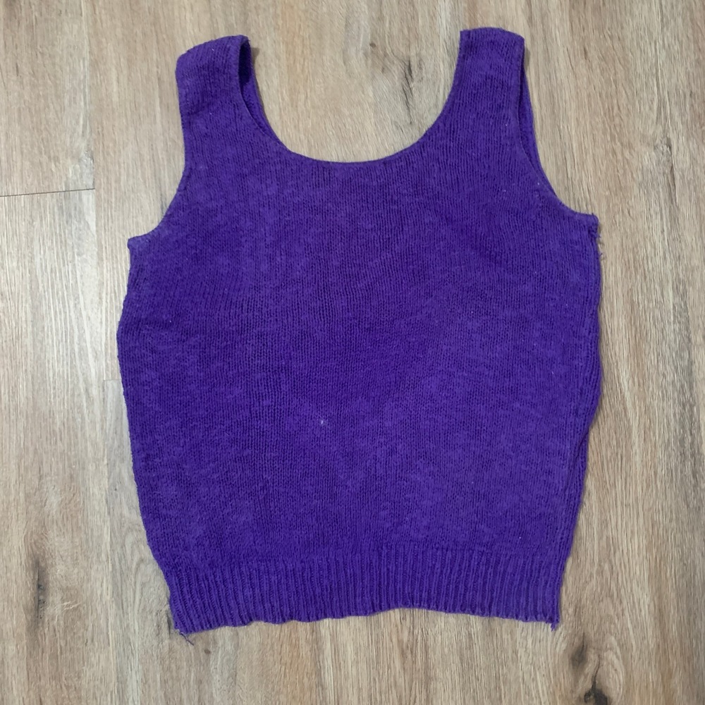 DIY hand-knit tank top in purple - size medium womens